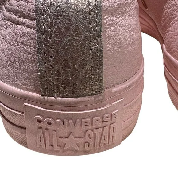 Converse Chuck Taylor All Star Low Pink Leather Rose Gold Accents Size 7 - Picture 8 of 10